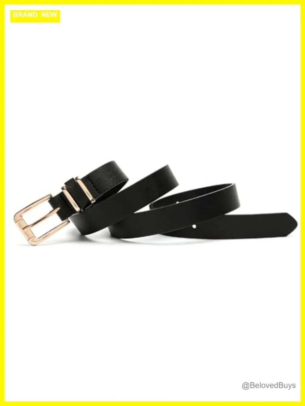 Earnda Women's Faux Leather Belt Gold Buckle Thin Waist Belt for Jeans & Dress